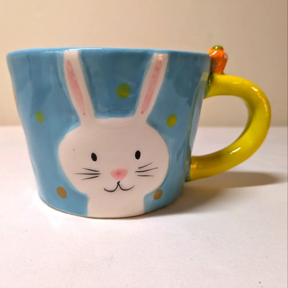 Easter Bunny Mug , unbranded, blue, white, yellow